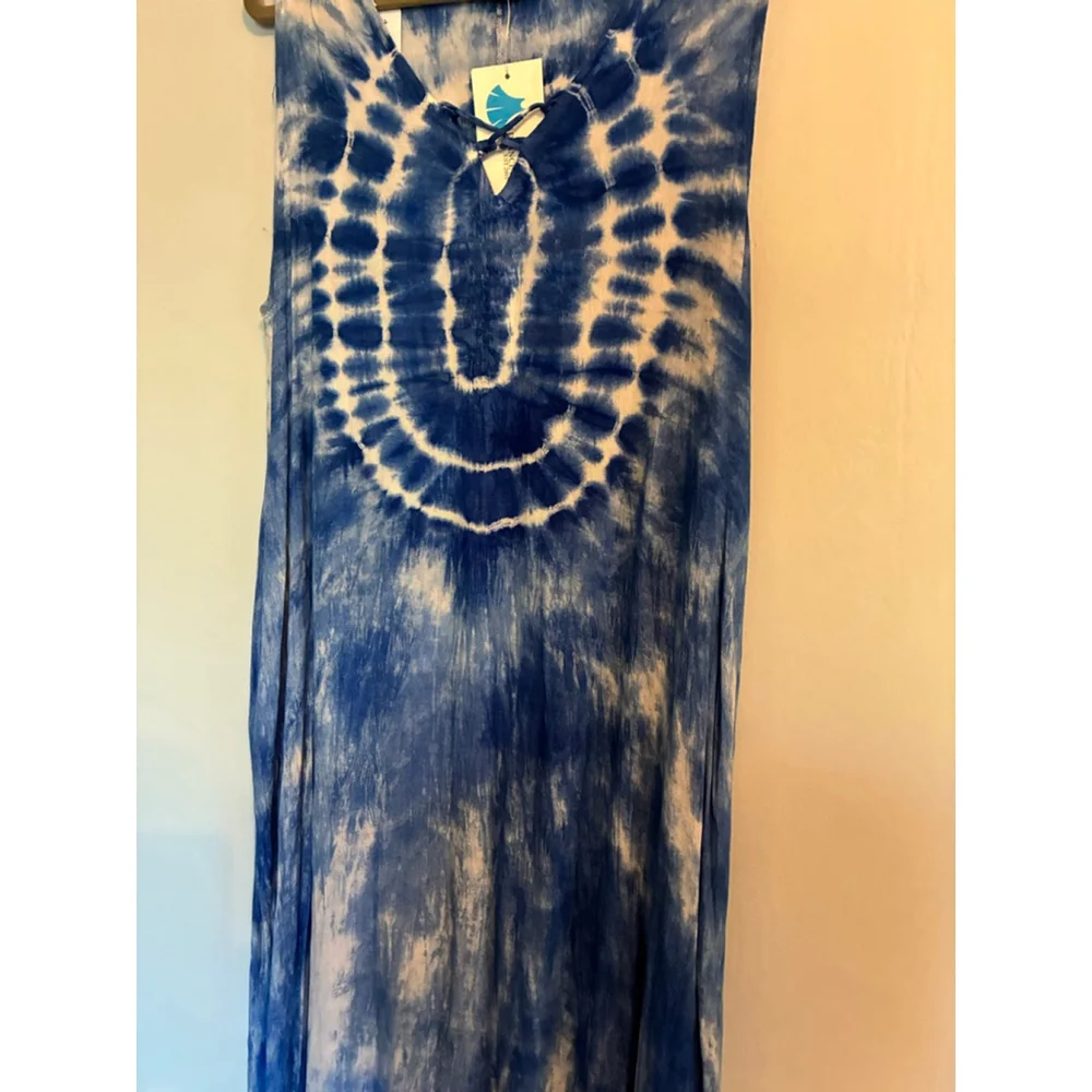 0163 NWT Tie Dye Maxie dress in blue and white. Size M/L - Picture 6 of 11